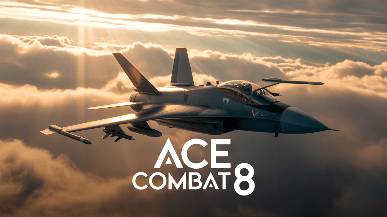 ace combat 8 avion chasse futuriste dans ciel orageux