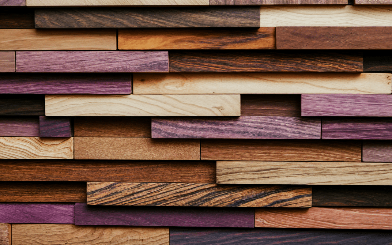 Planches essences bois pourpre clair obscur nuances veinées