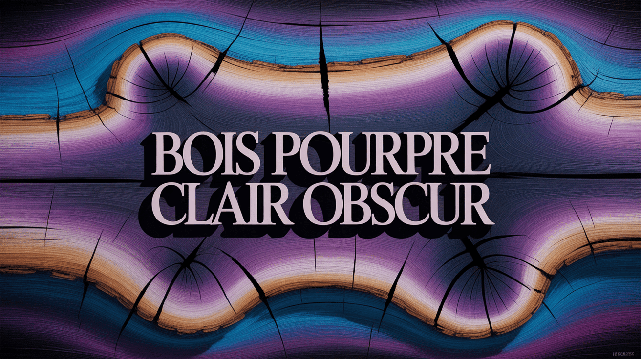 Gros plan artistique bois pourpre clair obscur avec veines contrastées