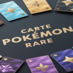 Éventail de carte pokémon rare brillantes avec symboles de rareté
