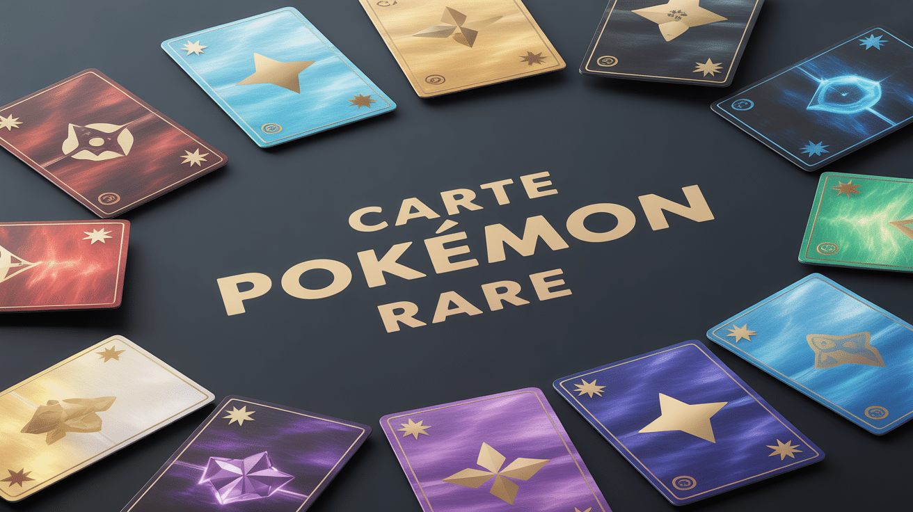 Éventail de carte pokémon rare brillantes avec symboles de rareté