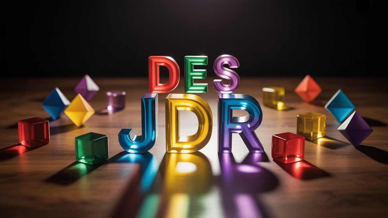 dés jdr polyédriques colorés sur table bois