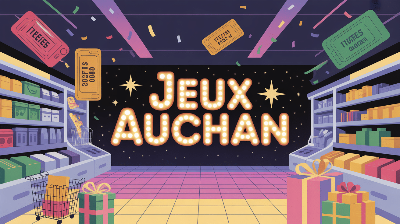 Illustration jeu Auchan ambiance supermarché festive