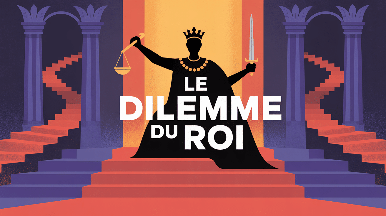 Le dilemme du roi roi silhouette trône balance épée