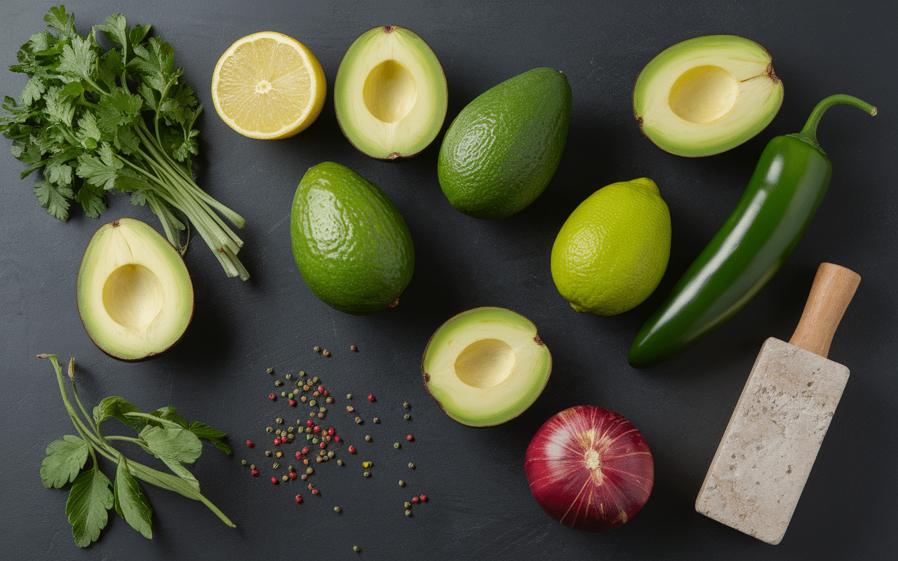 olé guacamolé ingrédients frais guacamole sur plan de travail