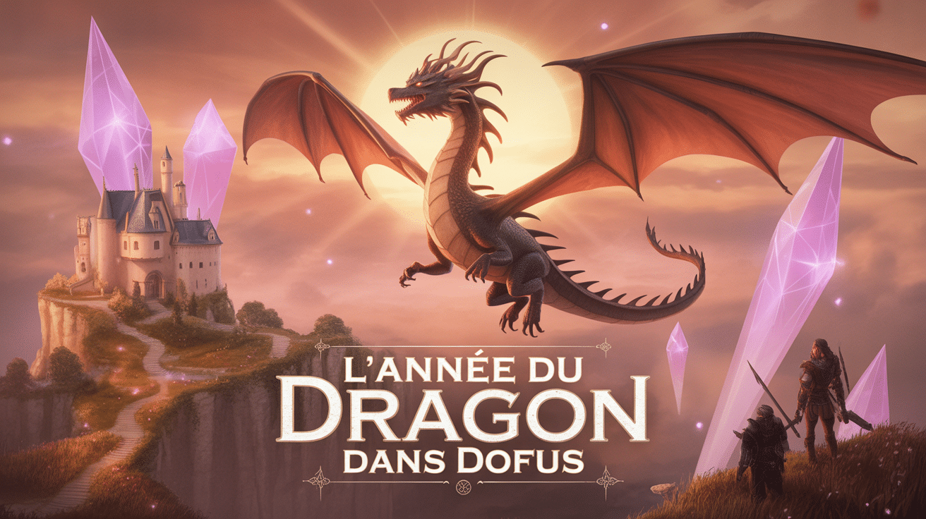 l'année du dragon dofus dragon doré paysage fantasy