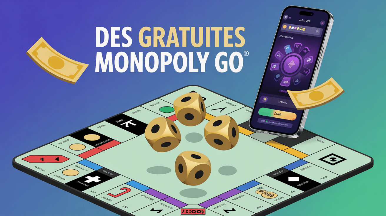Illustration des gratuit Monopoly Go plateau et dés