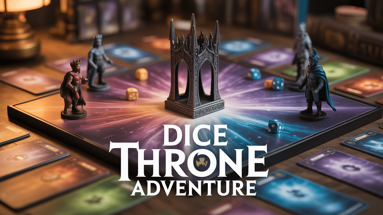 Partie de Dice Throne Adventure plateau dés figurines