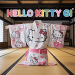 kimono hello kitty gi blanc motifs rose sur tatami