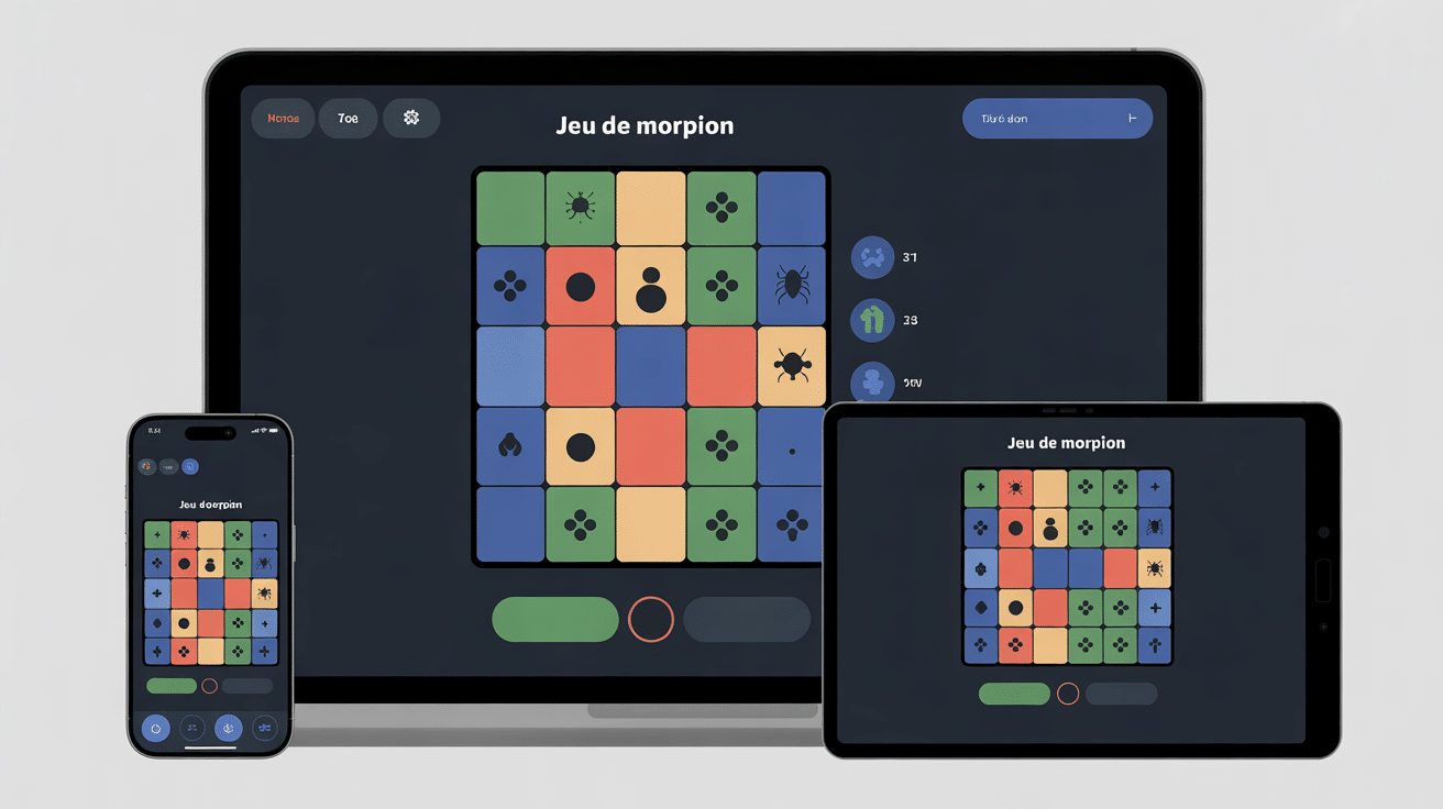 interface de jeu de morpion google 3x3 sur écran, smartphone et tablette