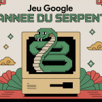 illustration jeu google sur l'année du serpent pixel