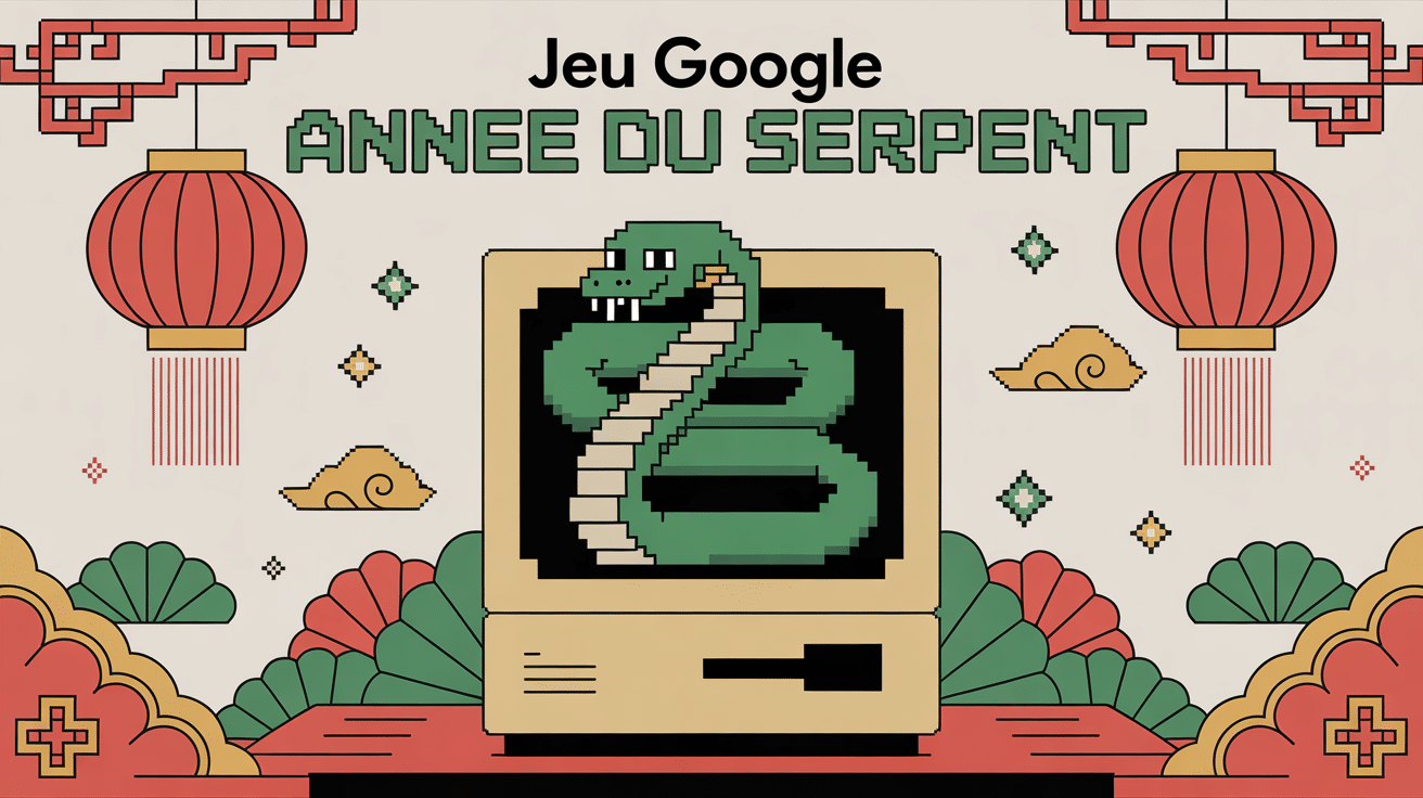 illustration jeu google sur l'année du serpent pixel