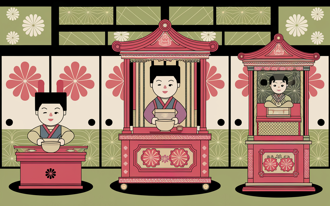 kara kuri poupée serveuse, marionnette sur char, automate de théâtre