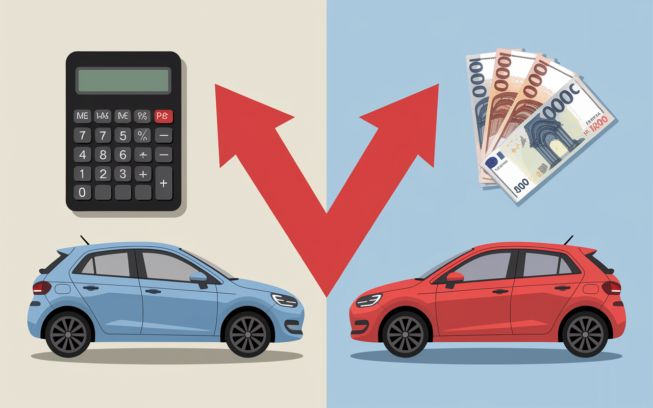 marque en v et baisse prix voiture