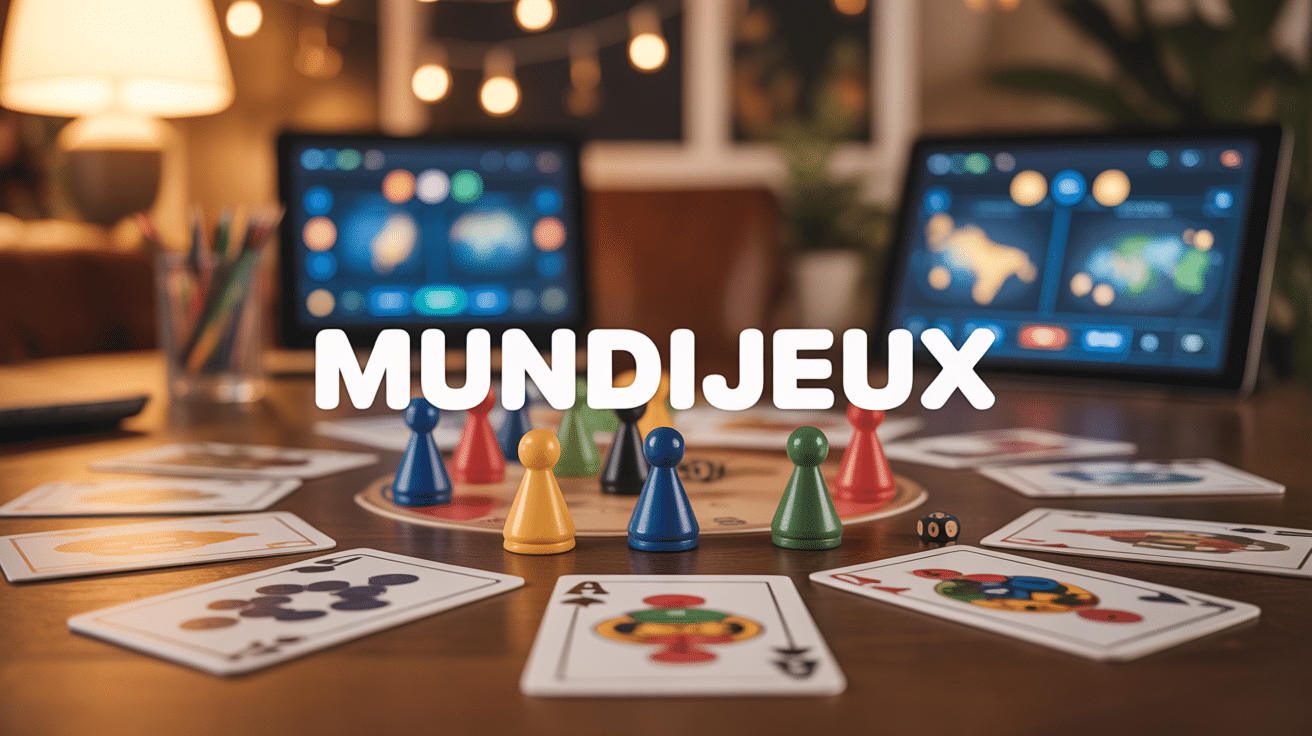 Mundijeux table jeux cartes pions écrans ordinateur