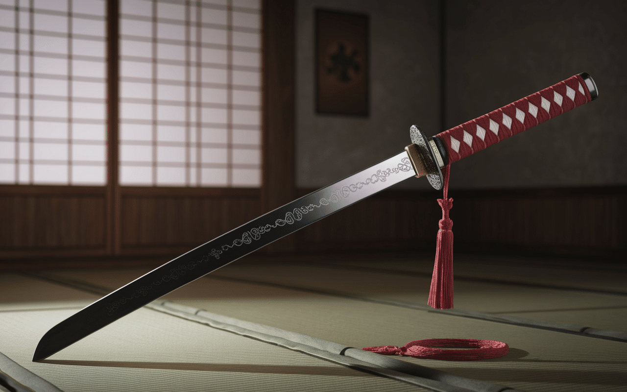 katana rengoku motif flamme dojo japonais
