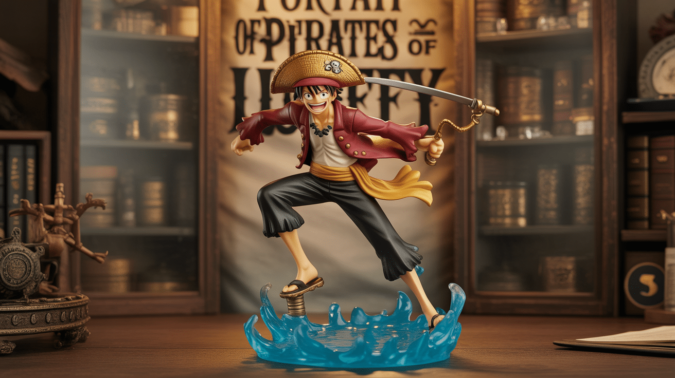 figurine portrait of pirates luffy en vitrine de collection
