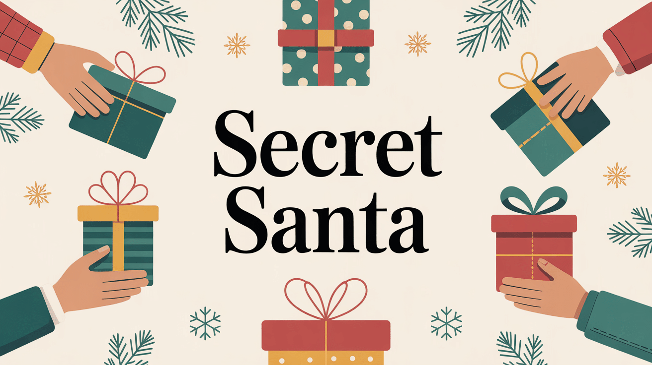 secret santa boites cadeaux rubans ambiance festive
