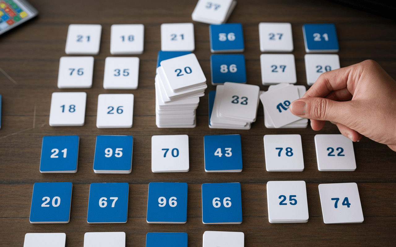 Cartes skyjo disposées en grille