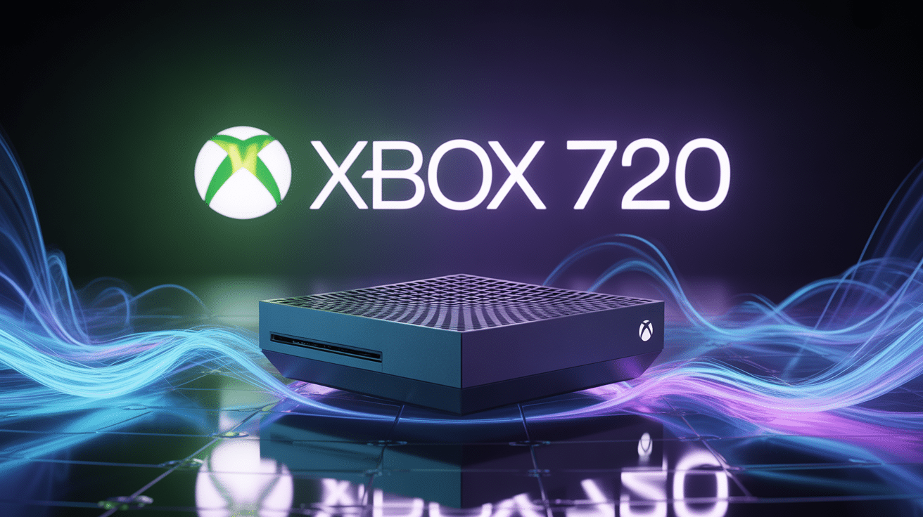 console futuriste xbox 720 sur fond lumineux