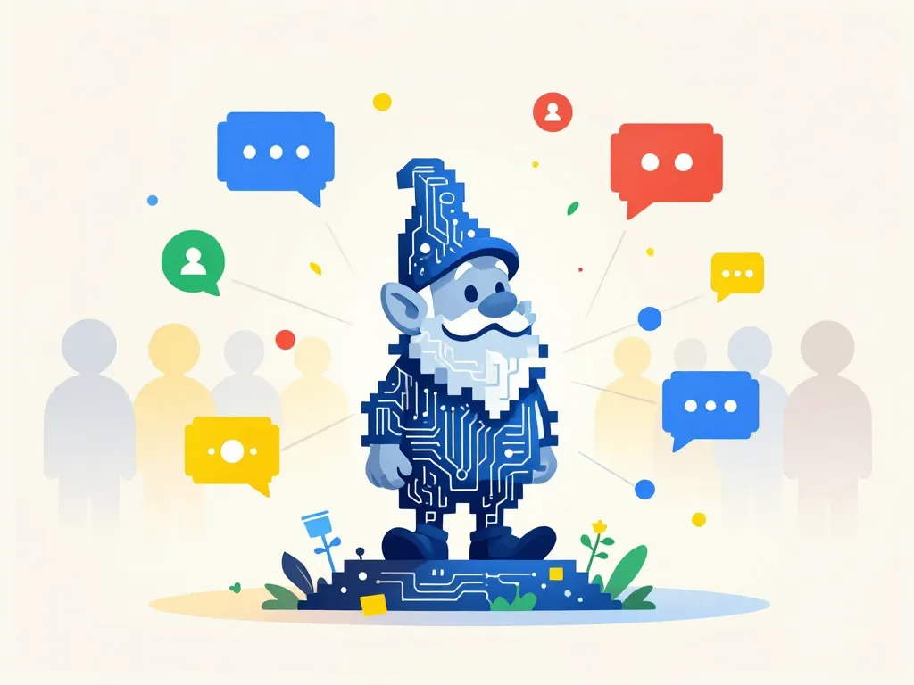 Symbole nain de jardin google en pixels évoquant l'origine mème