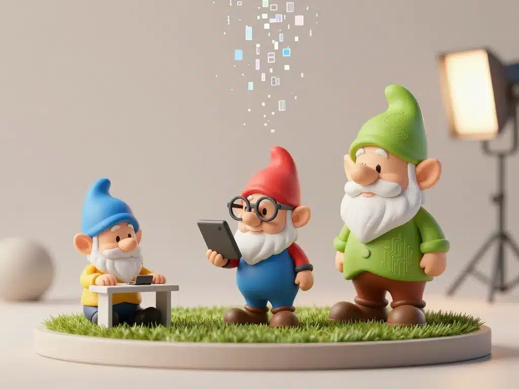 Présentation 3D nain de jardin google style produit moderne