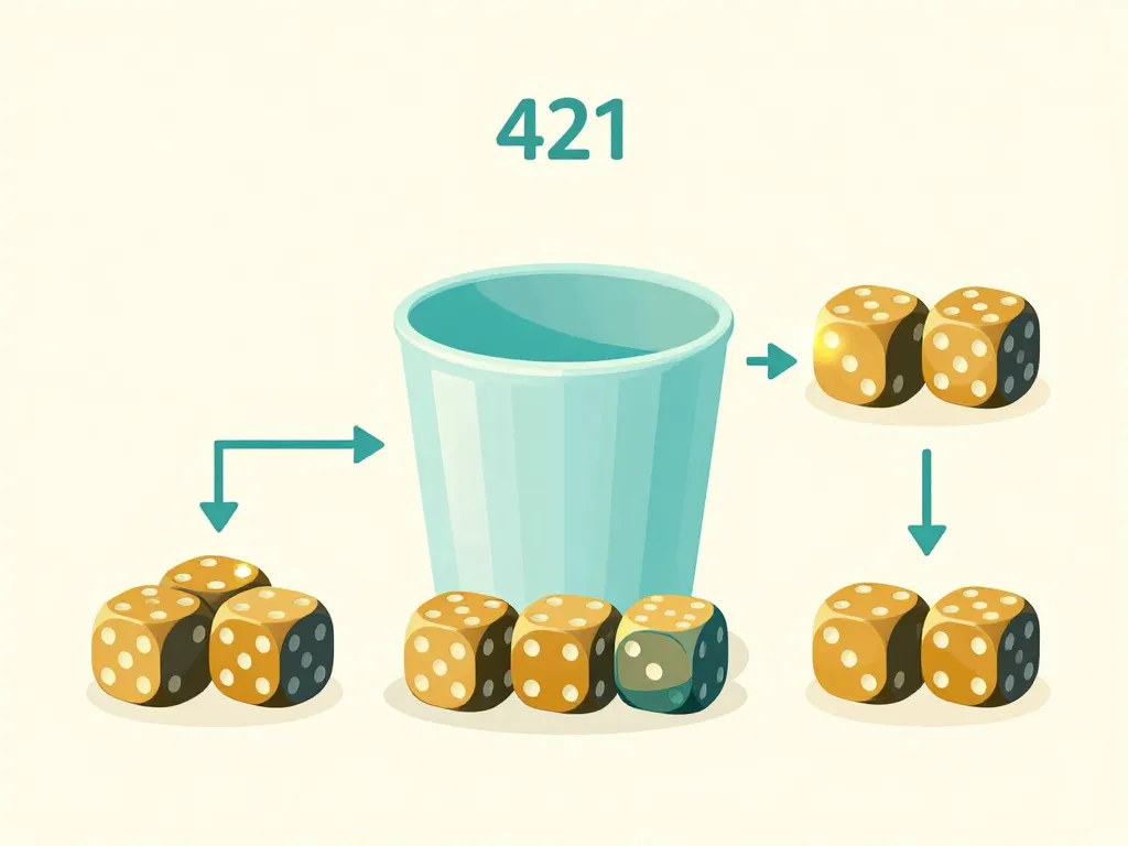 schema visuel regle 421 jeu avec gobelet et des