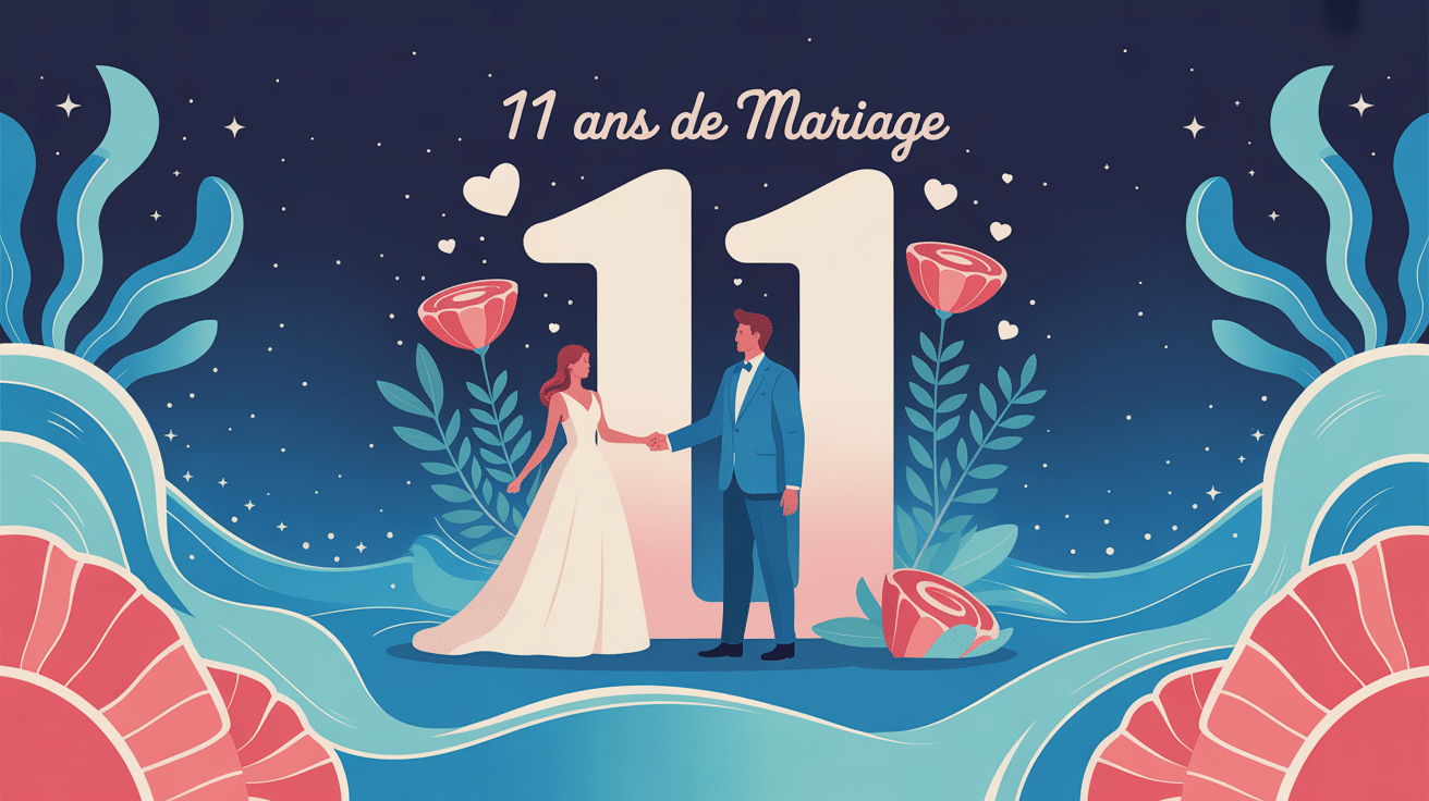 illustration centrale 11 ans de mariage corail
