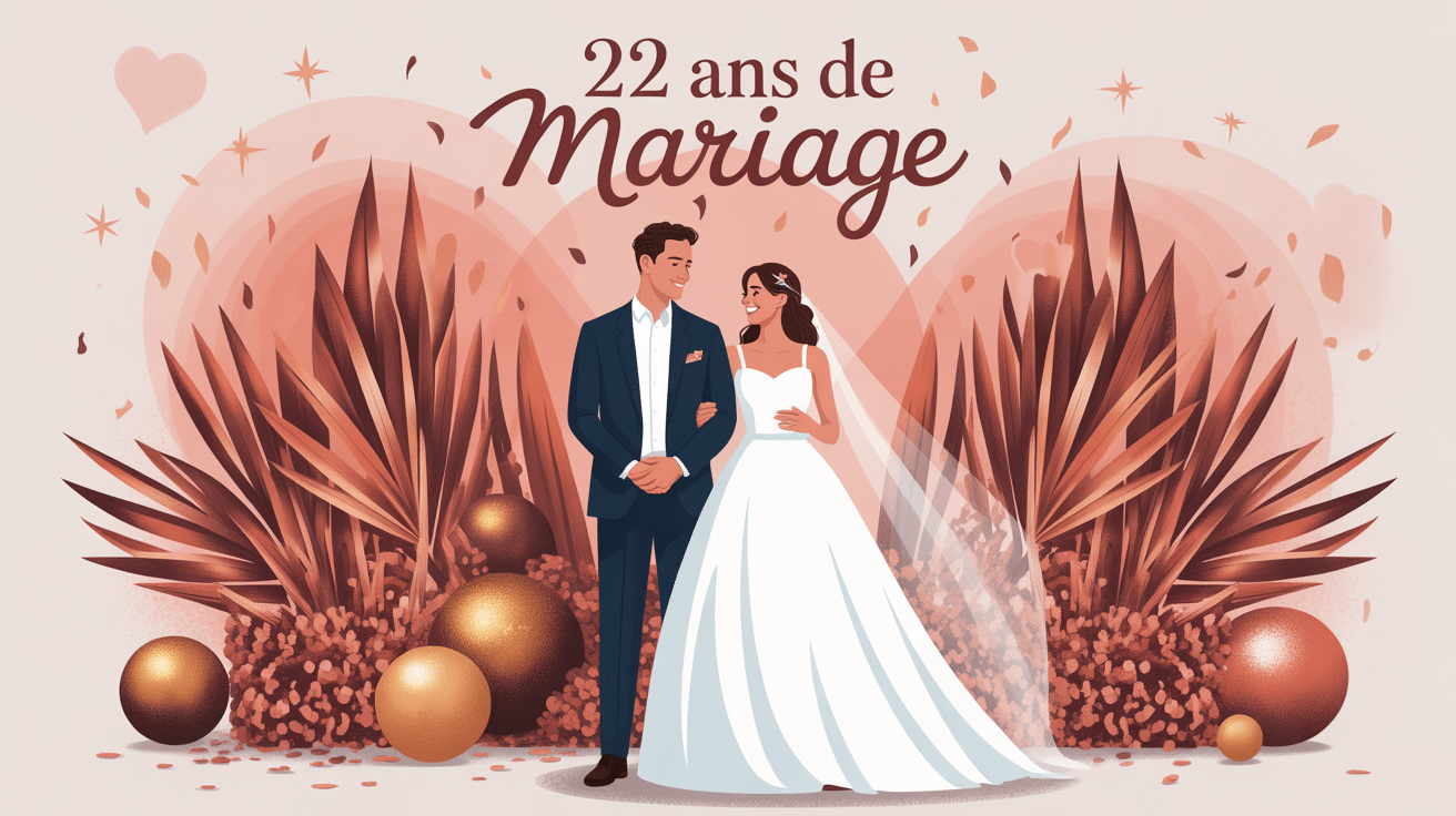 illustration couple 22 ans de mariage bronze