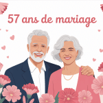 Couple senior, fleurs azalée, 57 ans de mariage