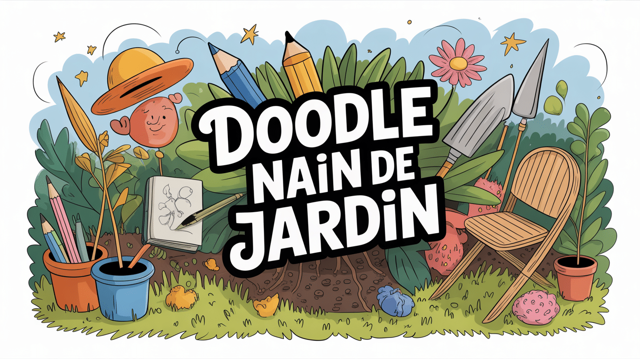 doodle nain de jardin illustration créative outils