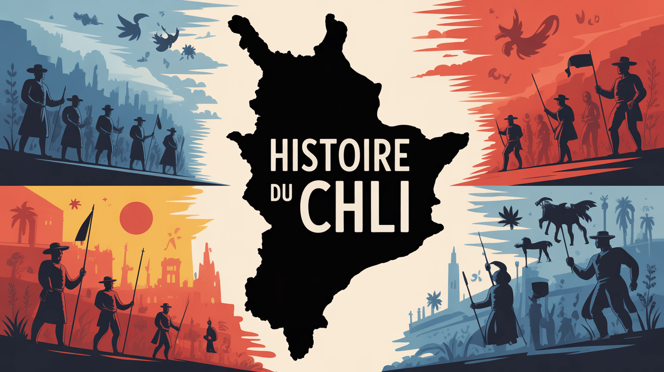 fresque illustrant histoire du chili à travers les âges