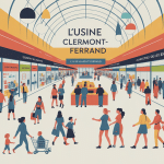 L Usine Clermont Ferrand illustration centre commercial animé
