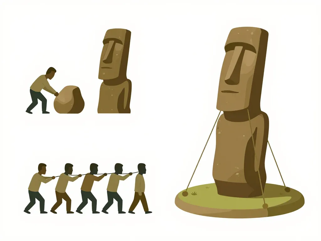 Les moaï construction sculpture transport techniques