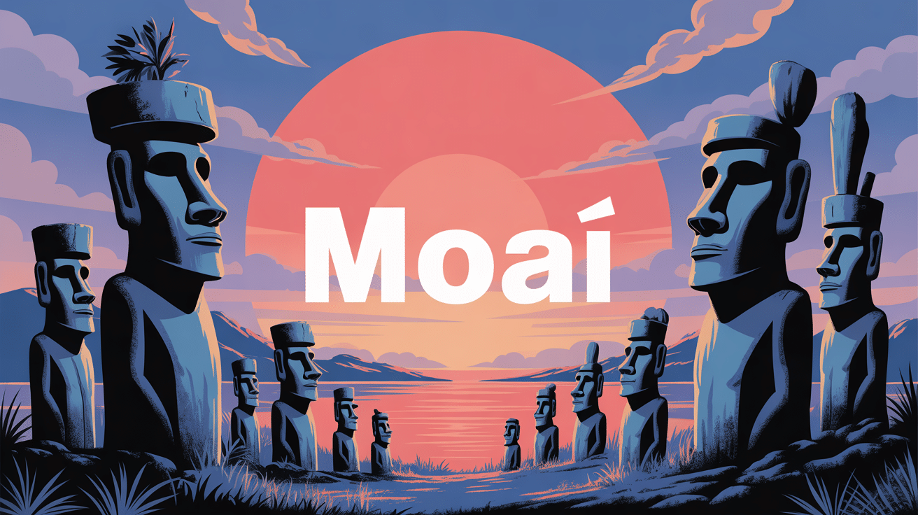 Les moaï de l'île de Pâques statues monumentales ambiance mystérieuse