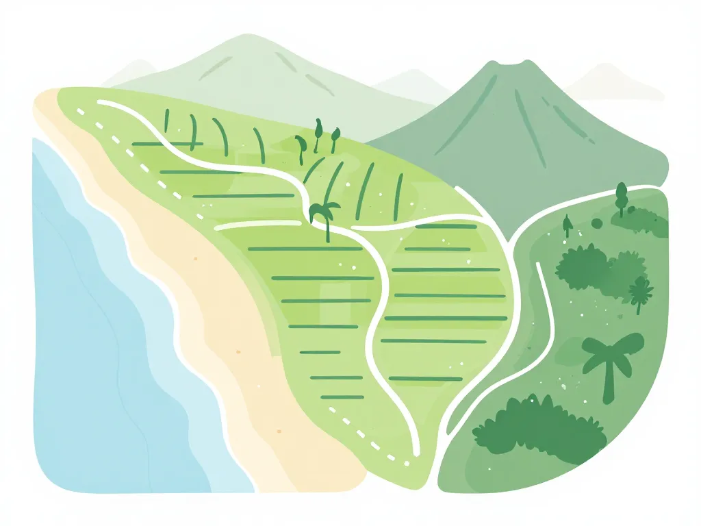 carte abstraite mapping bali regions et distances