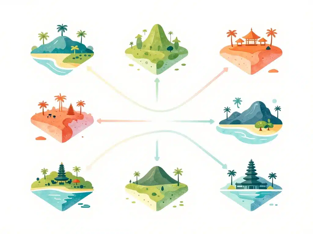 visuel abstrait mapping bali itineraires par durée