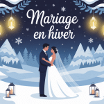 Illustration mariage en hiver décor féerique