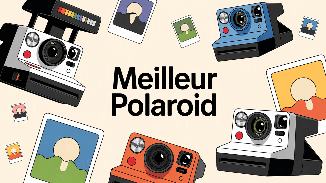 Illustration meilleur polaroid avec appareils et photos instantanées
