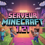 Panorama serveur Minecraft 1.21 avec joueurs et constructions