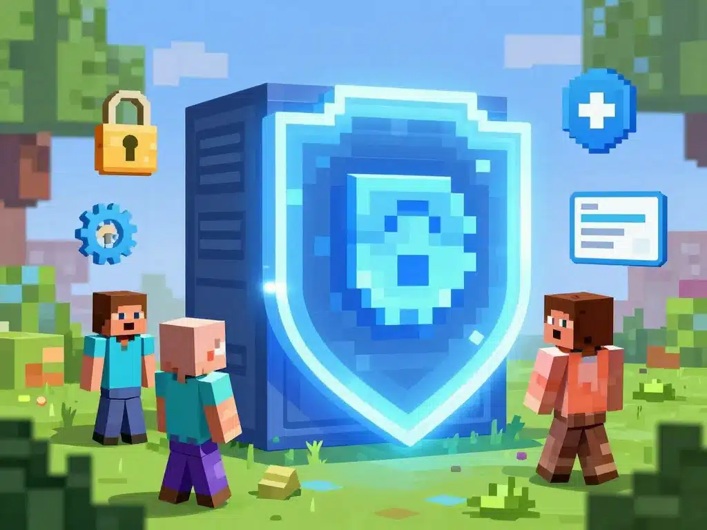 Illustration sécurité et configuration serveur Minecraft 1.21