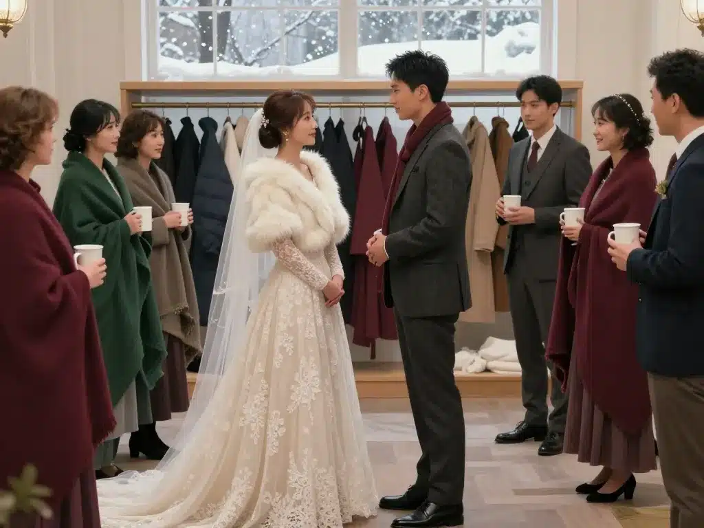 Tenues mariés organisation cosy mariage en hiver