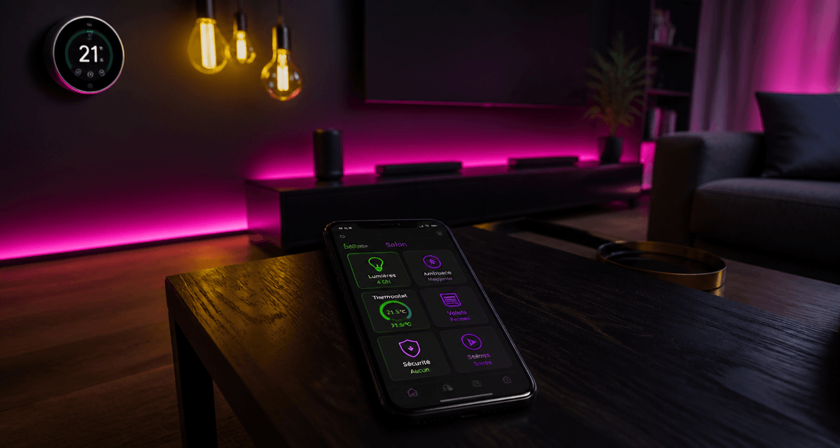 appareil intelligent sur table basse domotique