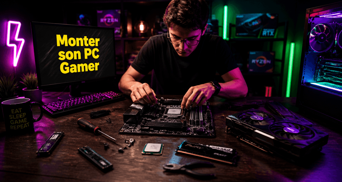 comment monter un pc gamer jeune homme assemble composants