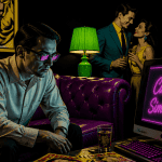 cuckold simulator homme lunettes canapé rétro
