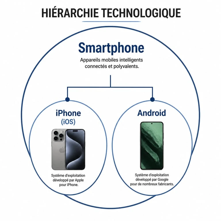 Infographie illustrant la différence entre smartphone et iPhone