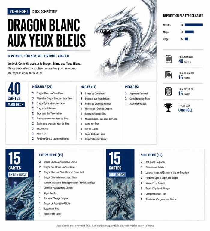 Structure d'une decklist Yu-Gi-Oh compétitive avec Main Deck, Extra Deck et Side Deck