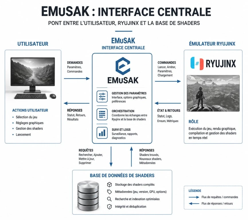 Schéma de fonctionnement de l'outil EmuSAK pour l'émulation Nintendo Switch