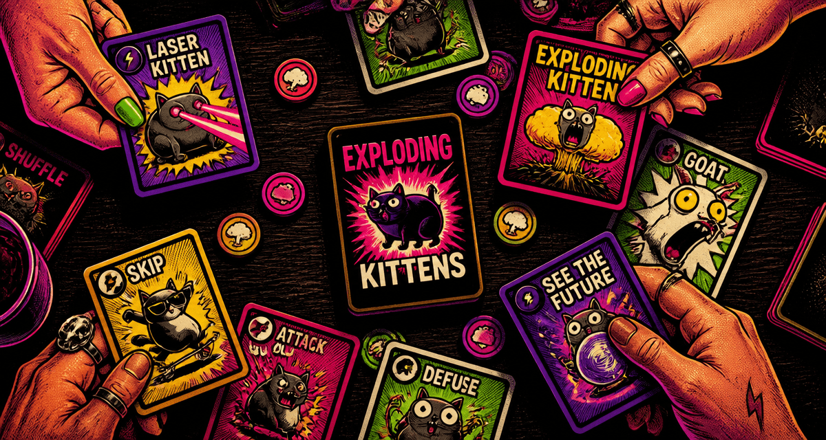 Exploding Kittens regles vue cartes sur table