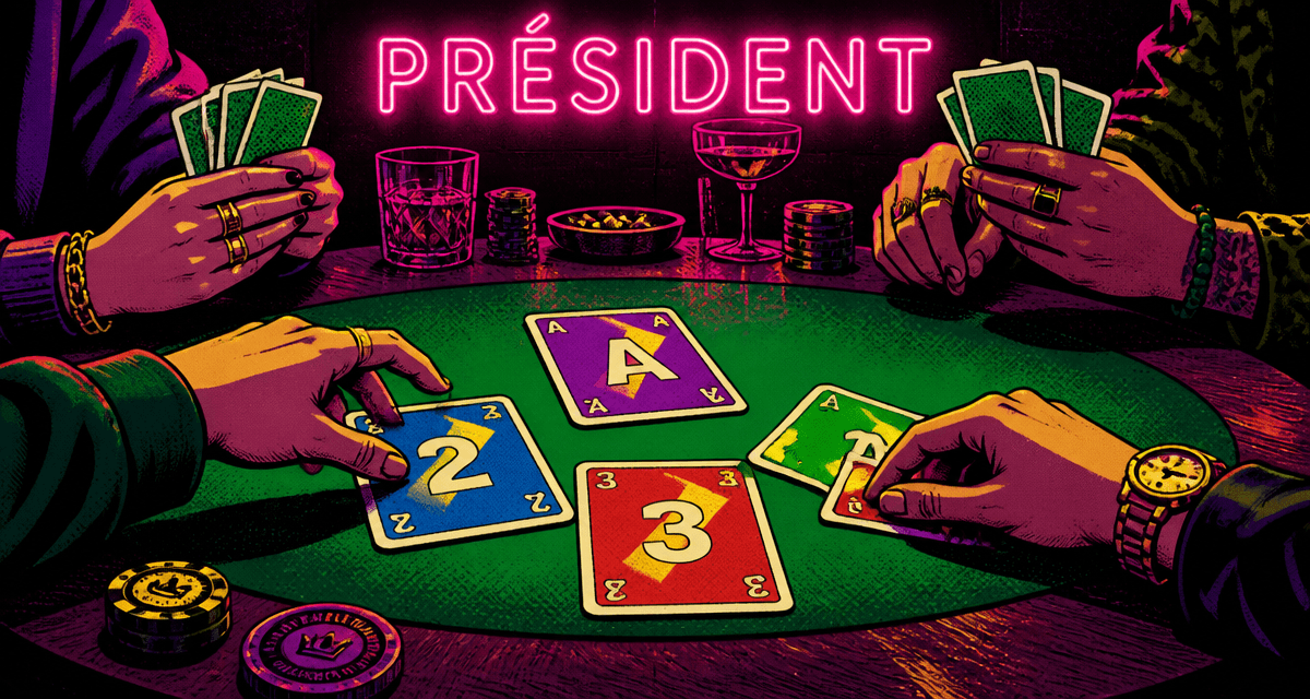 le president jeu de cartes joueurs autour table
